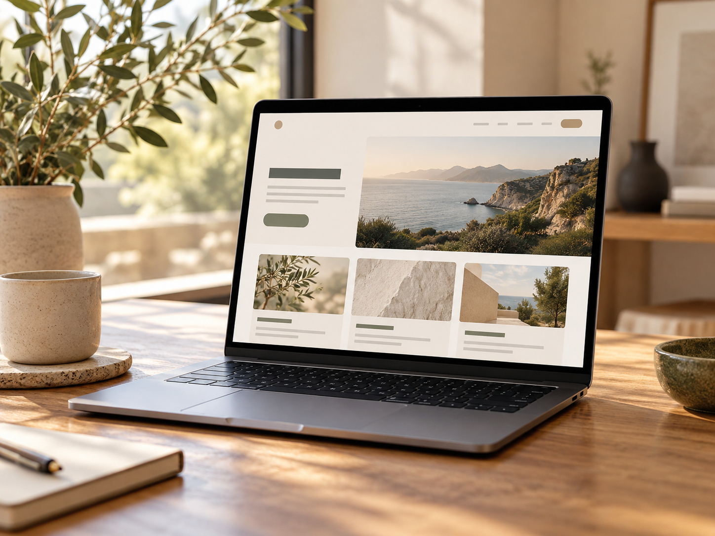 Website example shown on a laptop